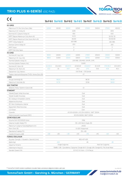 TommaTech Trio Plus K 10.0kW Üç Faz İnverter - Resim 3