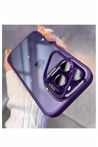 iphone 13 Pro Max Kılıf Kamera Standlı +Lens koruyuculu Kapak - 6
