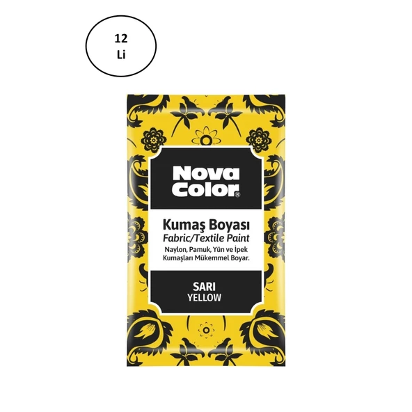 Nova Color 12 Gr Toz Kumaş Boyası Sarı Nc-900 12'li