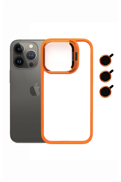 iphone 14 Pro Kılıf Kamera Standlı +Lens koruyuculu Kapak