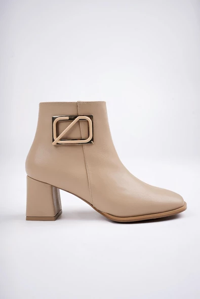 Muggo RUZİC Garantili Küt Burun Toka Detaylı Fermuarlı Kadın Bot - 9