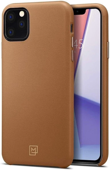 Spigen Apple iPhone 11 Pro Kılıf La Manon Câlin Premium Deri Tasarım Cafe Brown - 077CS27119