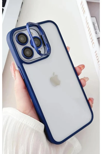 iphone 13 Kılıf Kamera Standlı +Lens koruyuculu Kapak - 5