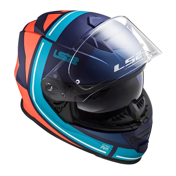 LS2 STORM 2 SLANT MAT MAVİ-TURUNCU KASK - 6