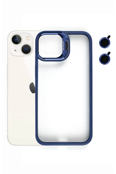 iphone 13 Kılıf Kamera Standlı +Lens koruyuculu Kapak