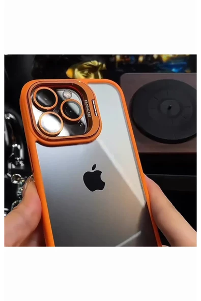 iphone 14 Pro Max Kılıf Kamera Standlı +Lens koruyuculu Kapak - 8