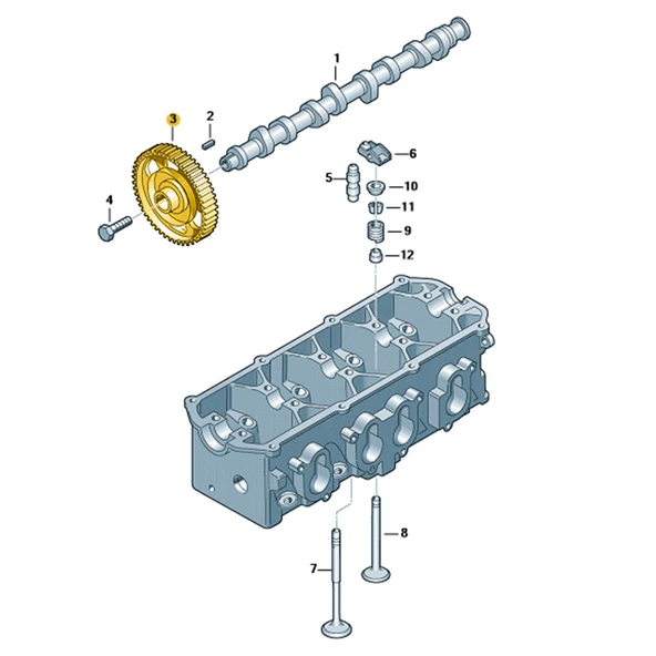 Audi A3 2009-2013 1.6 BSE Motor Valf Eksantrik Mil Dişlisi 06A109105C - 4