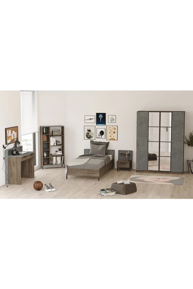 Robin Home Dream Genç Odası Takımı 5'li Set Karyola-komodin-gardrop- Çalışma Masası Kitaplık - 3