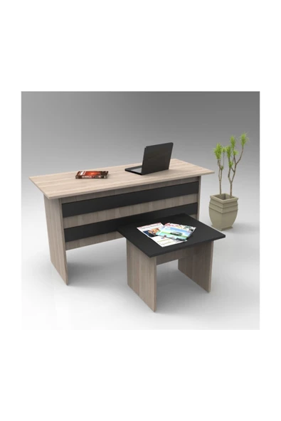 Robin Home Verona Ab Ofis Büro Masa Takımı Meşe-Siyah