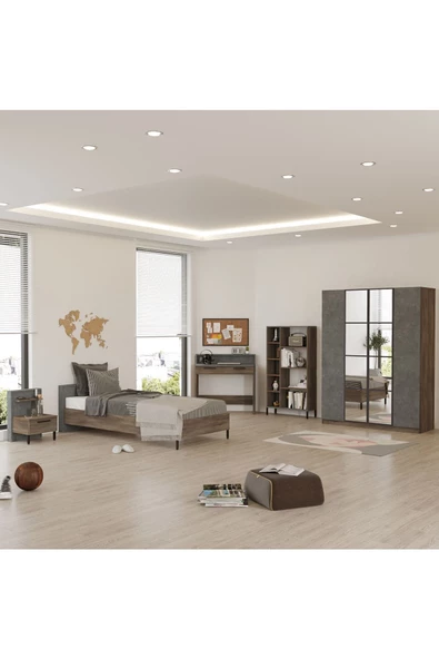 Robin Home Dream Genç Odası Takımı 5'li Set Karyola-komodin-gardrop- Çalışma Masası Kitaplık - 2