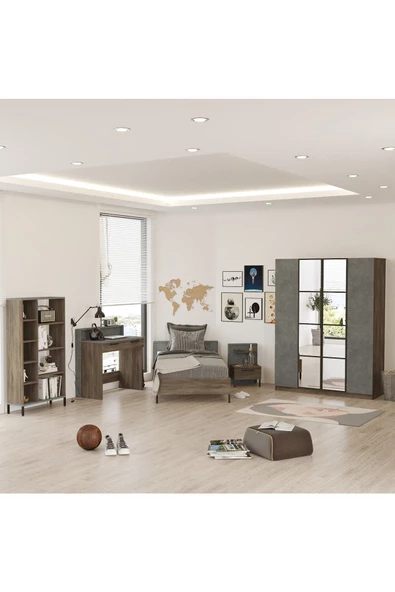Robin Home Dream Genç Odası Takımı 5'li Set Karyola-komodin-gardrop- Çalışma Masası Kitaplık - 1
