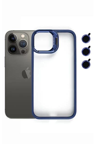 iphone 14 Pro Kılıf Kamera Standlı +Lens koruyuculu Kapak