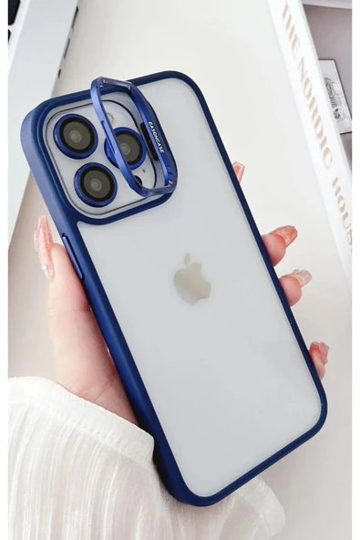 iphone 13 Pro Max Kılıf Kamera Standlı +Lens koruyuculu Kapak - 5
