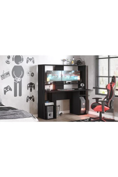 Robin Home Dragon Oyuncu Masası Gamer Masa Gaming Bilgisayar Masası Siyah - 4
