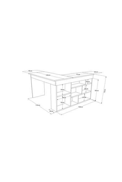 Robin Home Boston Kitaplık Raflı Çalışma Masası L Masa Ofis Çalışma Masası Barok-antrasit - 5
