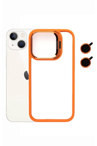 iphone 14 Kılıf Kamera Standlı +Lens koruyuculu Kapak