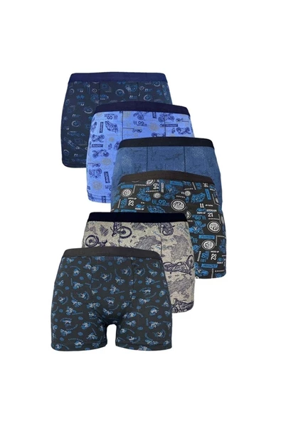 CUBBUX Erkek Çocuk Penye Boxer 6 Adet Karışık Renk - 2