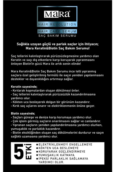 Mara Keratin biotin Yıpranmış Saçlar Için Bakım Yağı 100ml - 7