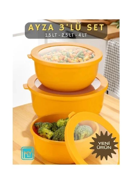 ARSLANKAYA 593 AYZA 3LÜ YUVARKLAK SAKLAMA KABI SETİ
