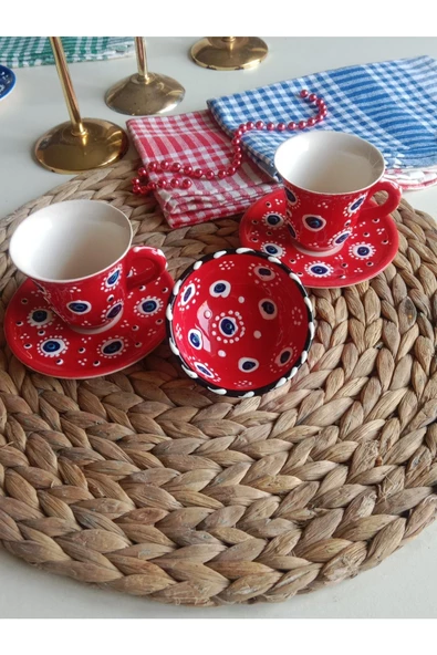 Nazar Boncuğu 2 Kişilik Kahve Fincan Seti - Resim 2