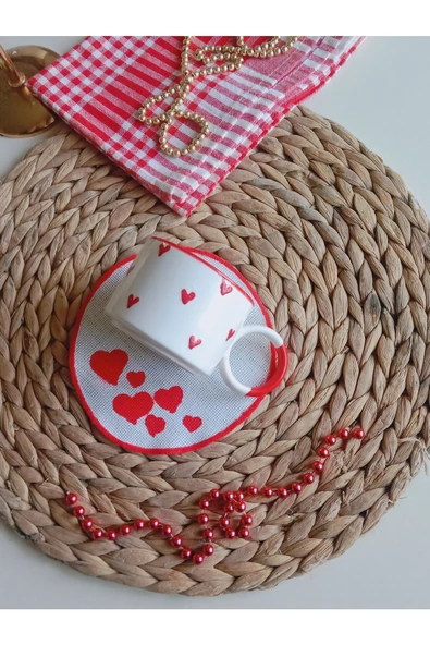 Kalpli Desen Kırmızı Kupa - Resim 4