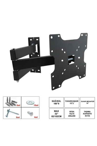3 Kollu Hareketli Tv Askı Aparatı 37/94 Cm 22-49''