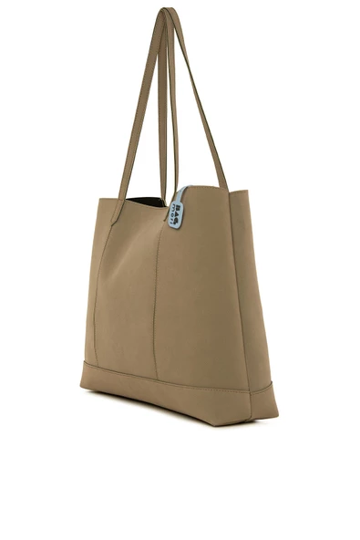 Bagmori Vizon Çift Dikişli İnce Askılı Büyük Nubuk Çanta - Resim 2