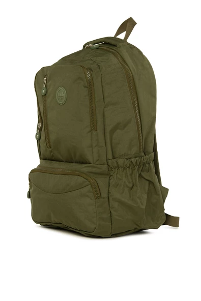 Bagmori Haki Oval Cepli Dik Fermuarlı Büyük Paraşüt Sırt Çantası - 2