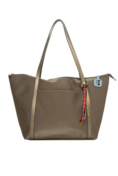 Bagmori Gümüş Renkli Püskül Detaylı Saten Tote Çanta ürün görseli