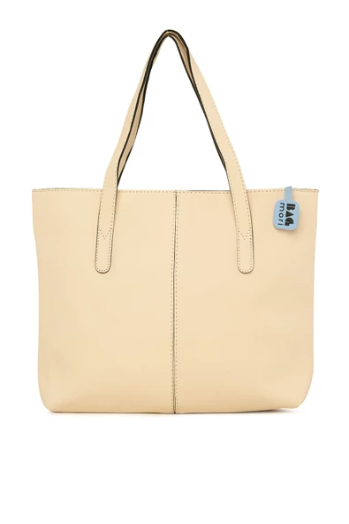 Bagmori Krem Dokulu Omuz Askılı Tote Çanta