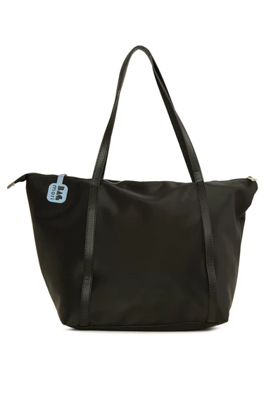 Bagmori Siyah Renkli Püskül Detaylı Saten Tote Çanta - Resim 3