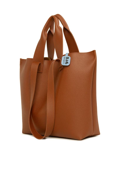 Bagmori Taba Çift Askılı Dokulu Büyük Tote Çanta - Resim 2