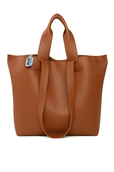 Bagmori Taba Çift Askılı Dokulu Büyük Tote Çanta - Resim 3