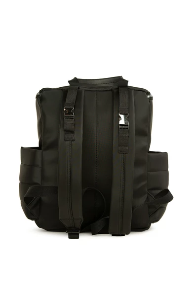 Bagmori Siyah Kapaklı Garnili Saten Anne Bebek Bakım Sırt Çantası - 3