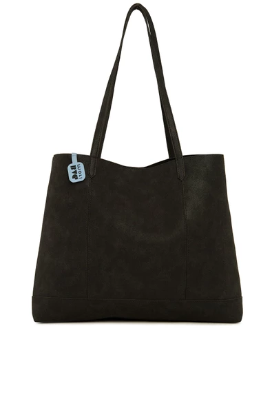 Bagmori Siyah Çift Dikişli İnce Askılı Büyük Nubuk Çanta - 3