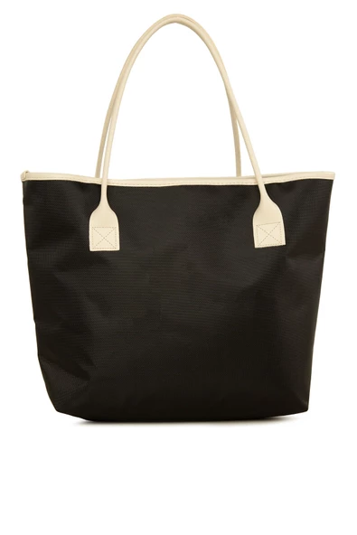 Bagmori Siyah Baskılı Deri Garnili Tote Çanta - Resim 3