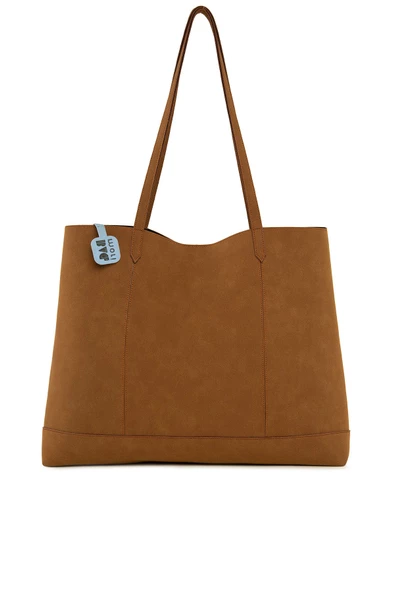 Bagmori Taba Çift Dikişli İnce Askılı Büyük Nubuk Çanta - Resim 3