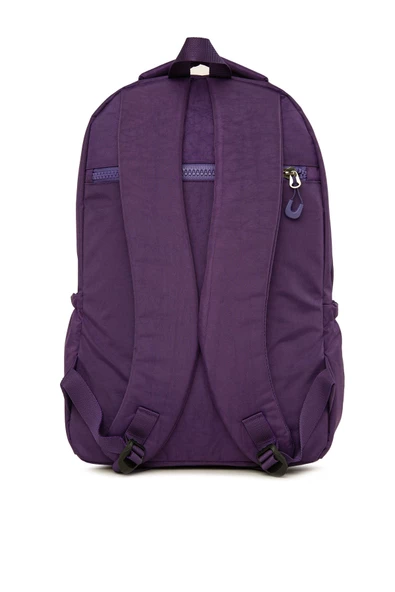 Bagmori Mor Oval Cepli Dik Fermuarlı Büyük Paraşüt Sırt Çantası - Resim 3