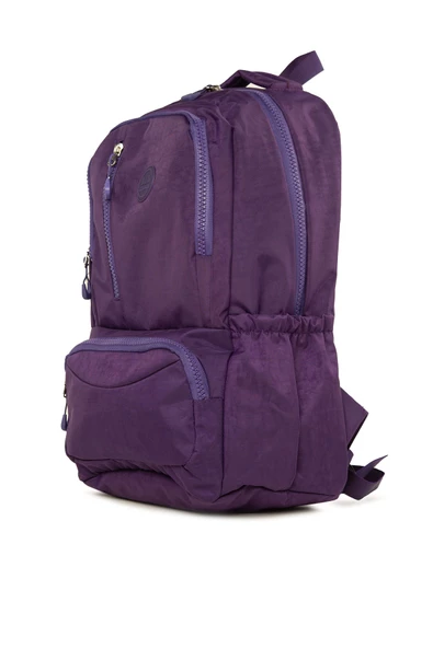Bagmori Mor Oval Cepli Dik Fermuarlı Büyük Paraşüt Sırt Çantası - Resim 2