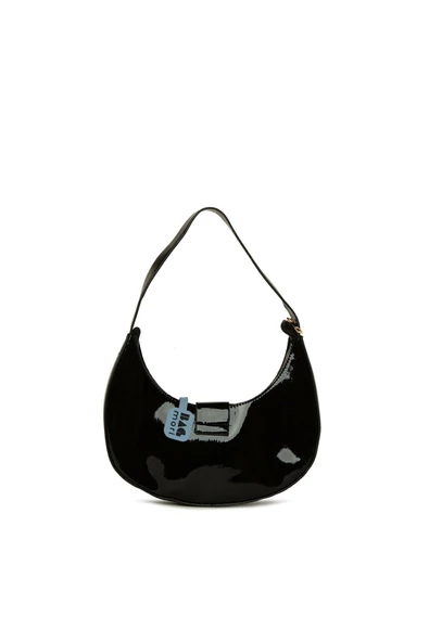 Bagmori Siyah Oval Aksesuarlı Oval Rugan Baget - Resim 3