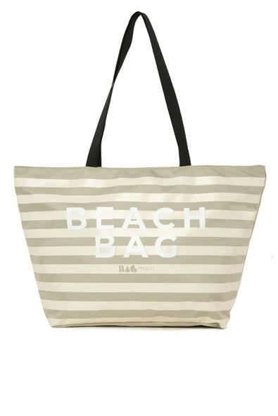 Bagmori Vizon Çizgili Beach Bag Baskılı Plaj Çantası ürün görseli