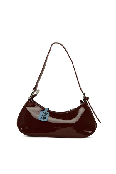 Bagmori Bordo Kemer Aksesuarlı Askı Detaylı Rugan Baget Çanta - 3