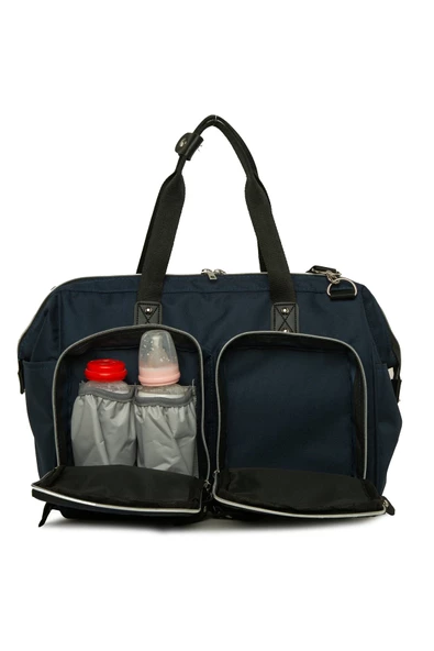Bagmori Lacivert Askılı Çift Cepli Anne Bebek Çantası - Resim 4