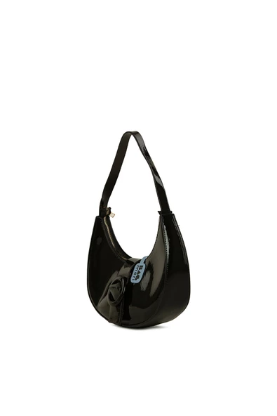 Bagmori Siyah Oval Aksesuarlı Oval Rugan Baget - Resim 2