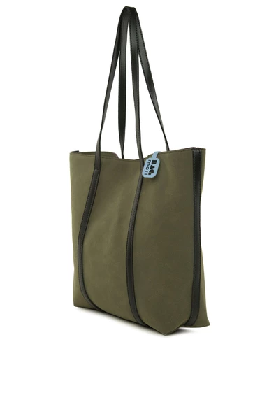 Bagmori Haki Deri Askı Garnili Büyük Nubuk Çanta - Resim 2