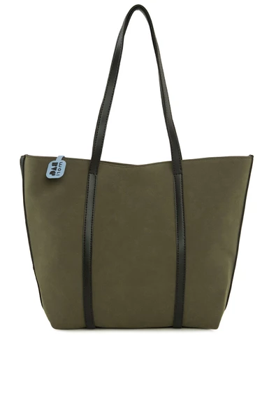 Bagmori Haki Deri Askı Garnili Büyük Nubuk Çanta - Resim 3