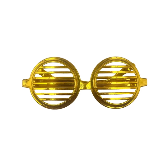 Parti Gözlük Plastik Camsız Panjur Yuvarlak Şekilli Gold 14x6 cm - Resim 2