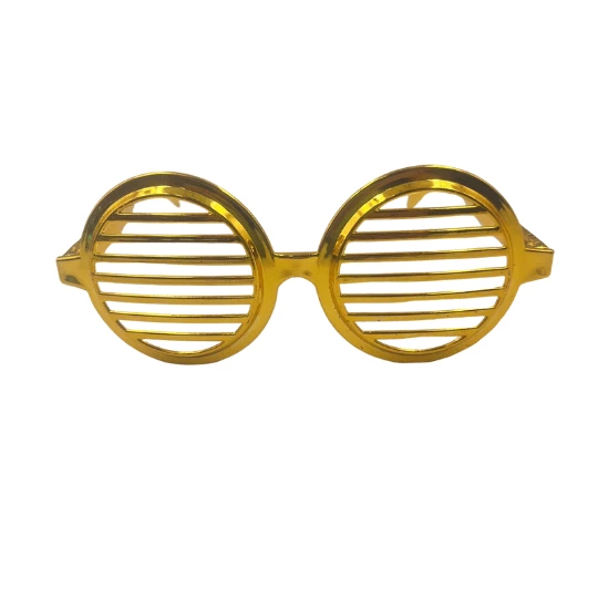 Parti Gözlük Plastik Camsız Panjur Yuvarlak Şekilli Gold 14x6 cm