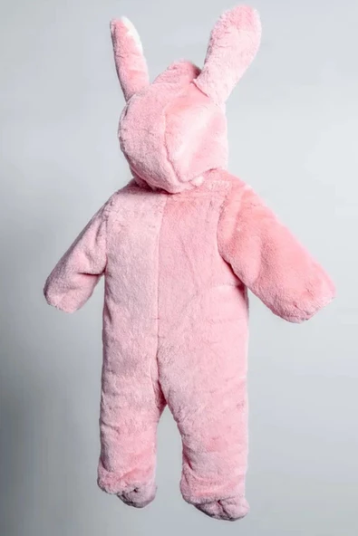 Tavşan Kulaklı Peluş %100 Pamuklu Fermuarlı Kapişon Patikli Kışlık Kız Bebek Astronot Tulum Kozmonot - 10