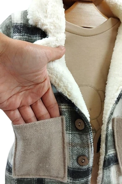 Erkek Bebek Takım Ekose Ceket Sweat Pantolon Yeşil - 3